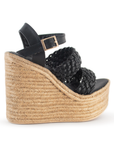 Alpargata Negro Yute Doble Tira Trenzado Casual Plataforma Alta 3402646
