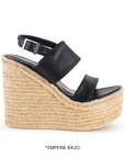 Alpargata Negro Yute Plataforma Alta Doble Tira Hebilla Casual 3402648