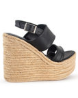 Alpargata Negro Yute Plataforma Alta Doble Tira Hebilla Casual 3402648