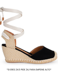 Alpargata Negro Destalonado Punta Cerrada Plataforma Yute Cordones 3402680