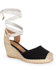 Alpargata Negro Destalonado Punta Cerrada Plataforma Yute Cordones 3402680