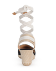 Alpargata Negro Destalonado Punta Cerrada Plataforma Yute Cordones 3402680