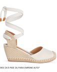 Alpargata Beige Destalonado Punta Cerrada Plataforma Yute Cordones 3402682