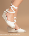 Alpargata Beige Destalonado Punta Cerrada Plataforma Yute Cordones 3402682