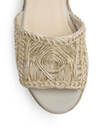 Alpargata Beige Oro Mujer Pulsera Talon Descubierto Tira Ancha Moda 3402991