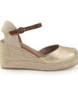 Alpargatas Oro Dama Plataforma Baja Punta Yute Pulsera 4870020