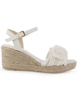 Alpargata Beige Dama Tira Ancha Con Flores Moda Casual Pulsera 3690128
