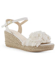 Alpargata Beige Dama Tira Ancha Con Flores Moda Casual Pulsera 3690128