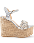 Alpargata Plata Tiras Cruzadas Plataforma Alta Punta Abierta 4040656