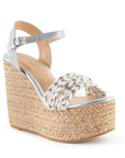 Alpargata Plata Tiras Cruzadas Plataforma Alta Punta Abierta 4040656