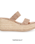 Alpargata Oro Rosa Plataforma Yute Doble Tira Pedreria Moda Mujer 4040680