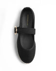 Vista superior de alpargatas color negro con pulsera de piso para mujer