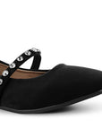 Balerina Negro Dama Tipo Flats Ajuste Pulsera Pedreria Comodo Moda 3510210