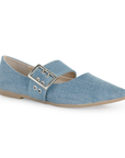 Balerina Azul Piso Casual Puntal Dama Hebilla Moda Dama 3201243