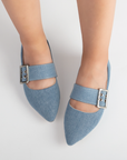 Balerina Azul Piso Casual Puntal Dama Hebilla Moda Dama 3201243
