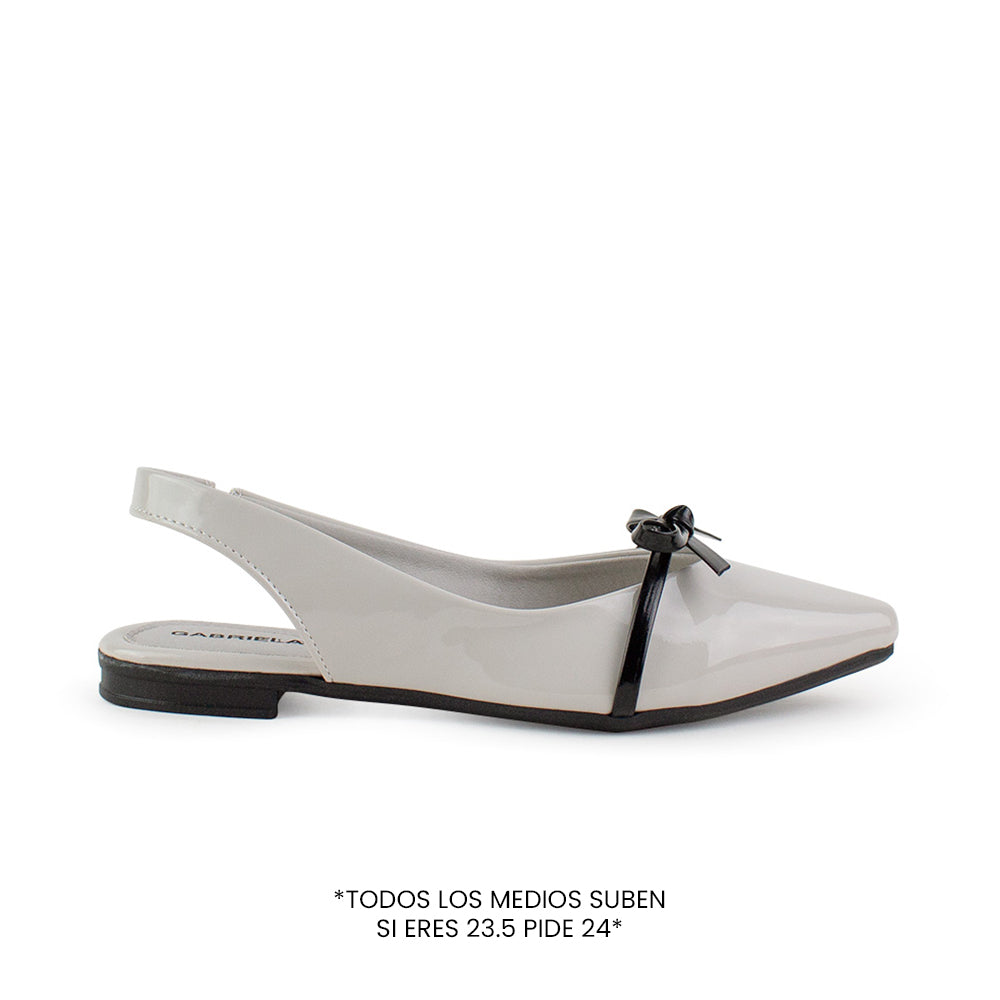 Zapatos Beige Negro Balerinas Mujer Punta Fina Clasicas Con Moño