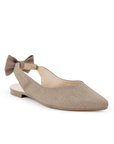 Balerina Beige Dama Piso Puntal Casual Moño Moda Elegante Comoda 4930007