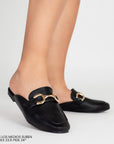 Mule Negro Casual Mujer Piso Herraje Zapato Destalonado Dama 3402696