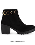 Bota Negro Mujer Casual Moda Herraje Botin Corto Para Dama Tacon 4810070