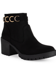 Bota Negro Mujer Casual Moda Herraje Botin Corto Para Dama Tacon 4810070