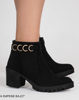 Bota Negro Mujer Casual Moda Herraje Botin Corto Para Dama Tacon 4810070