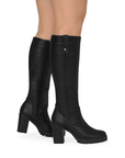 Bota Negro Larga Mujer Casual Tacon Ancho Moda Dama Formal 3201129