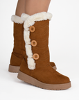 Bota Cafe Para Mujer Invierno Casual Peluche Moda Dama 3201283
