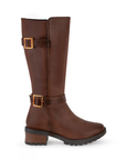 Bota Cafe Mujer Casual Tacon Bajo Doble Hebilla Campera Moda 3201289