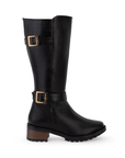 Bota Negro Mujer Casual Tacon Bajo Doble Hebilla Campera Moda 3201290