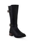 Bota Negro Mujer Casual Tacon Bajo Doble Hebilla Campera Moda 3201290