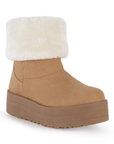 Botin Cafe Mujer Invernal Peluche Plataforma Alta Casual Comoda 3201293