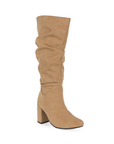Bota Cafe Mujer Larga Plisada Moda Comoda Casual Tacon Alto 3201322