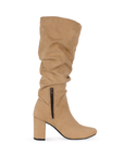 Bota Cafe Mujer Larga Plisada Moda Comoda Casual Tacon Alto 3201322