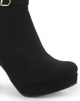 Botin Negro Dama Tacon Alto Hebilla Decorativa Moderno Elegante 3201374