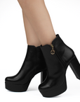 Botin Negro Mujer Casual Moda Elegante Tacon Alto Botas Para Dama 3201376