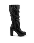 Bota Negro Larga Mujer Tacon Alto Punta Redonda Moda Elegante 3201379