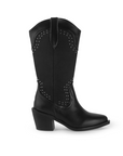 Bota Negro Mujer Casual Vaquera Estoperoles Moda Tacon Ancho 3201385