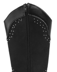 Bota Negro Mujer Casual Vaquera Estoperoles Moda Tacon Ancho 3201385