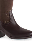 Bota Cafe Mujer Casual Vaquera Estoperoles Moda Tacon Ancho 3201390