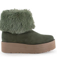 Botín Verde Mujer Afelpado Peluche Piso Cómodo Invierno Moda 3201392