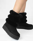 Botas Negro Mujer Casual Polar Invierno Comodo Moda 3201394