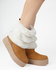Botas Cafe Mujer Casual Polar Invierno Comodo Moda 3201395
