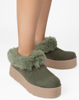 Botas Verde Cortas Mujer Invernal Peluche Comodo Tendencia 3201403