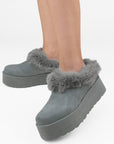 Botas Gris Cortas Mujer Invernal Peluche Comodo Tendencia 3201413