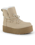 Botas Beige Dama Invierno Agujetas Peluche Comodas Casual 3201414