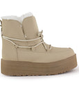 Botas Beige Dama Invierno Agujetas Peluche Comodas Casual 3201414