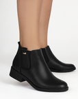 Bota Negro Mujer Casual Resorte Elegante Tacon Bajo Botin Dama 4010035
