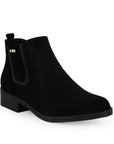 Bota Negro Mujer Casual Resorte Elegante Tacon Bajo Botin Dama 4010036