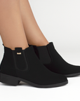 Bota Negro Mujer Casual Resorte Elegante Tacon Bajo Botin Dama 4010036