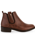 Bota Cafe Mujer Casual Resorte Elegante Tacon Bajo Botin Dama 4010037